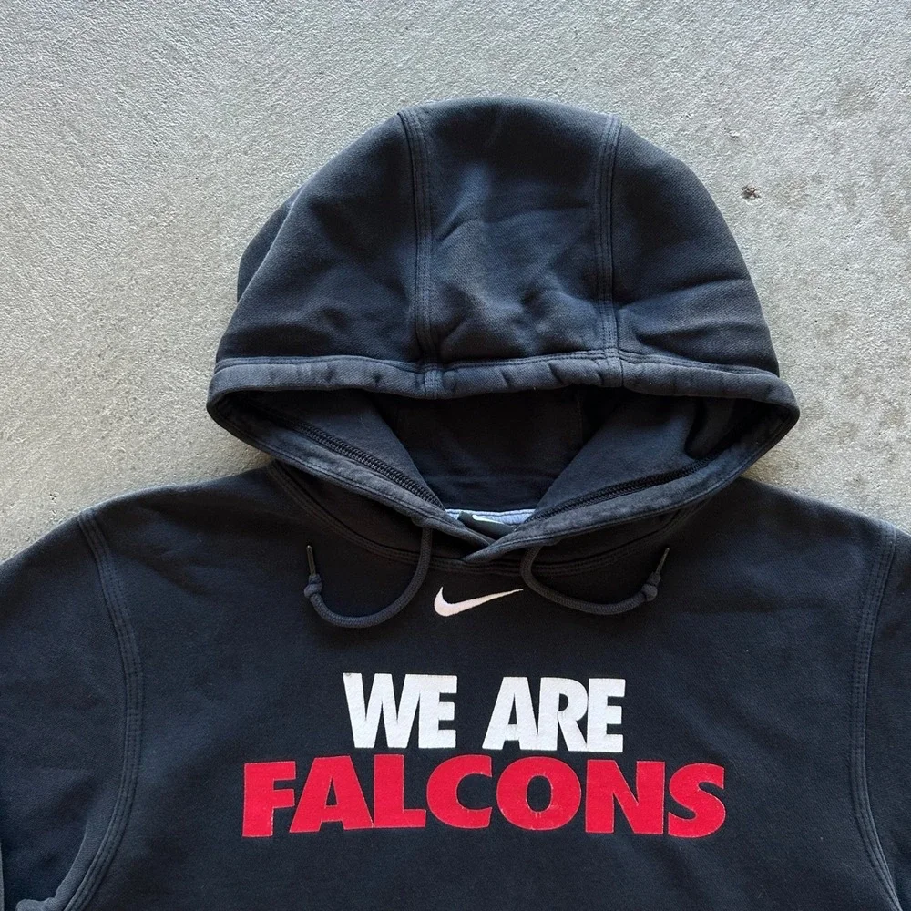 Vintage Nike Center Swoosh Sweatshirt Size Small Black We Are Falcons Hoodie